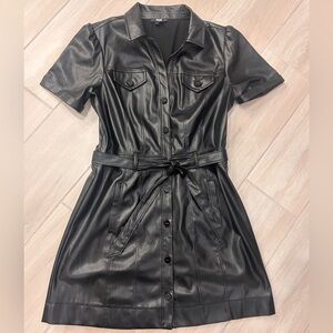 Faux Leather Shirt Dress- Paige